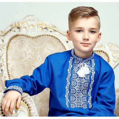 Embroidered shirt for boy "Contrasts" blue
